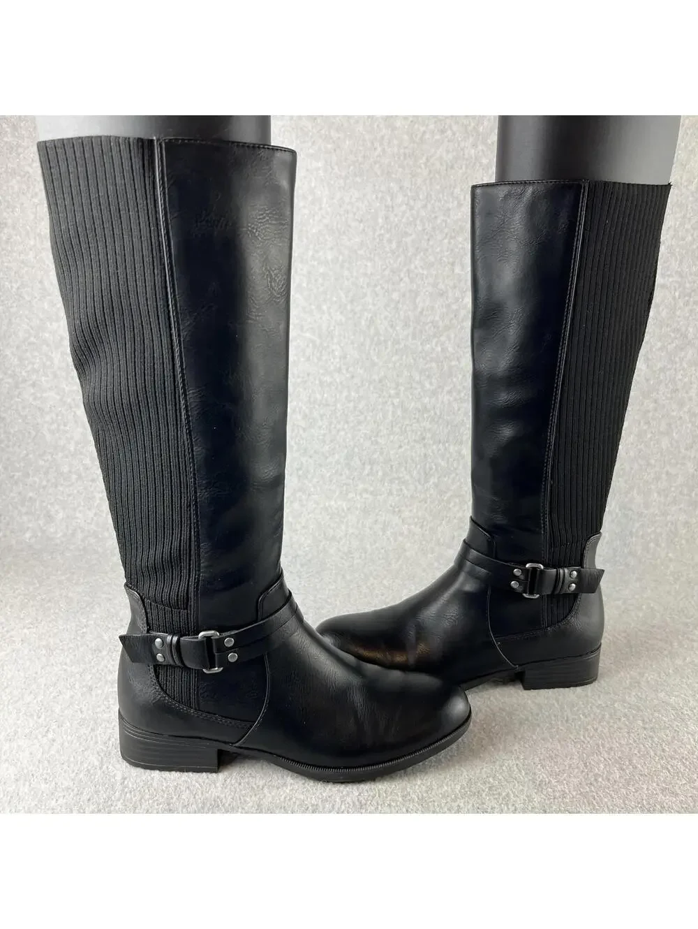 Women Boots Size 6.5 Life Stride Faux Leather Comfort Sole Black
